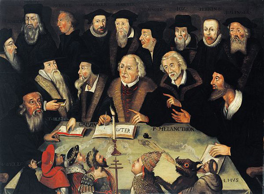 Luther surrounded by reformers